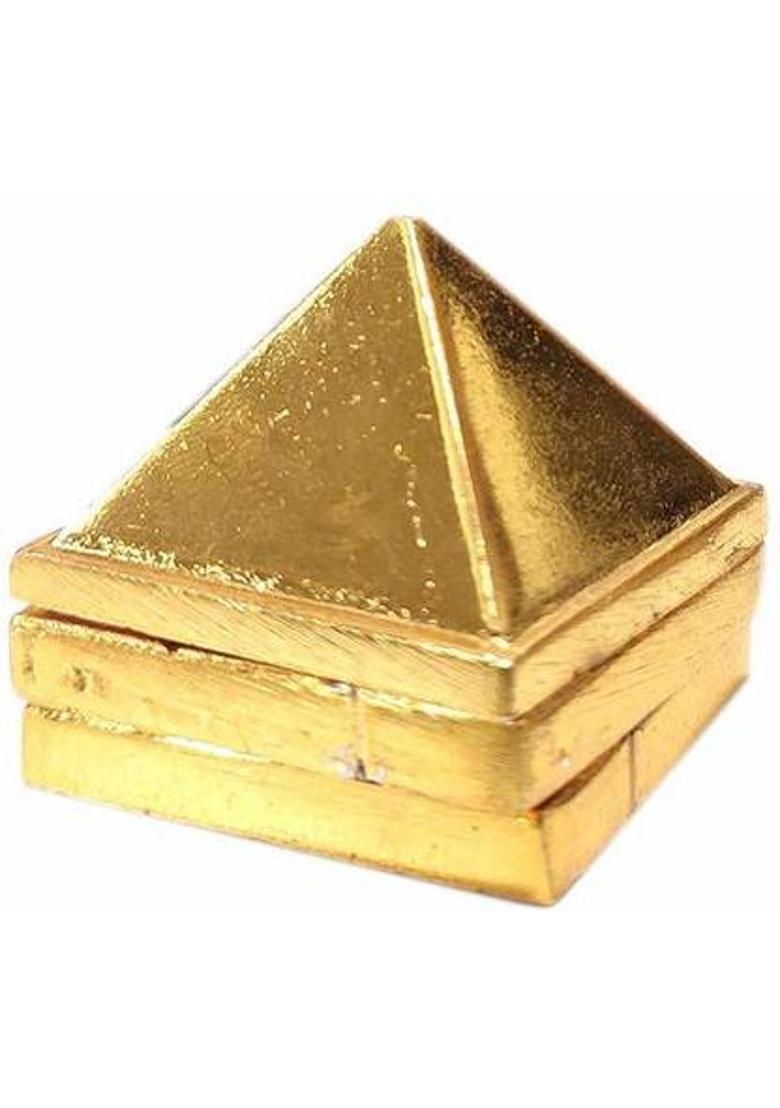 Puja N Pujari Fengshui Vastu Multilayered Pyramid for Positive Energy and Vastu Correction Decorative Showpiece - 4 cm&nbsp;&nbsp;(Brass, Gold) - Indya