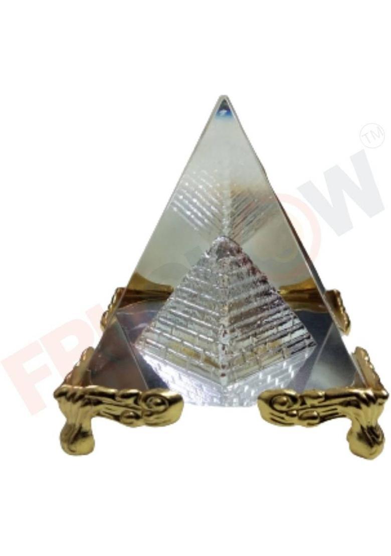 FRUGLOW Vastu Art Vastu / Feng Shui / Crystal Pyramid -For Positive Energy & Vastu Correction Decorative Showpiece - 6 cm (Glass, White) Decorative Showpiece - 6 cm&nbsp;&nbsp;(Crystal, Clear) - Indya
