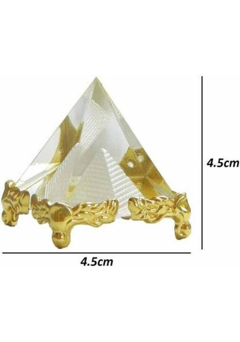 Skyble Feng Shui Crystal Pyramid For Positive Energy And Vastu Decorative Showpiece - 4.5 cm&nbsp;&nbsp;(Crystal, Clear, Gold) - Indya