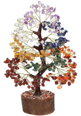 SWISS WONDER Gemstone Crystal Tree Feng Shui Home office Decoration-JU Decorative Showpiece - 24 cm&nbsp;&nbsp;(Stone, Wood, Multicolor)