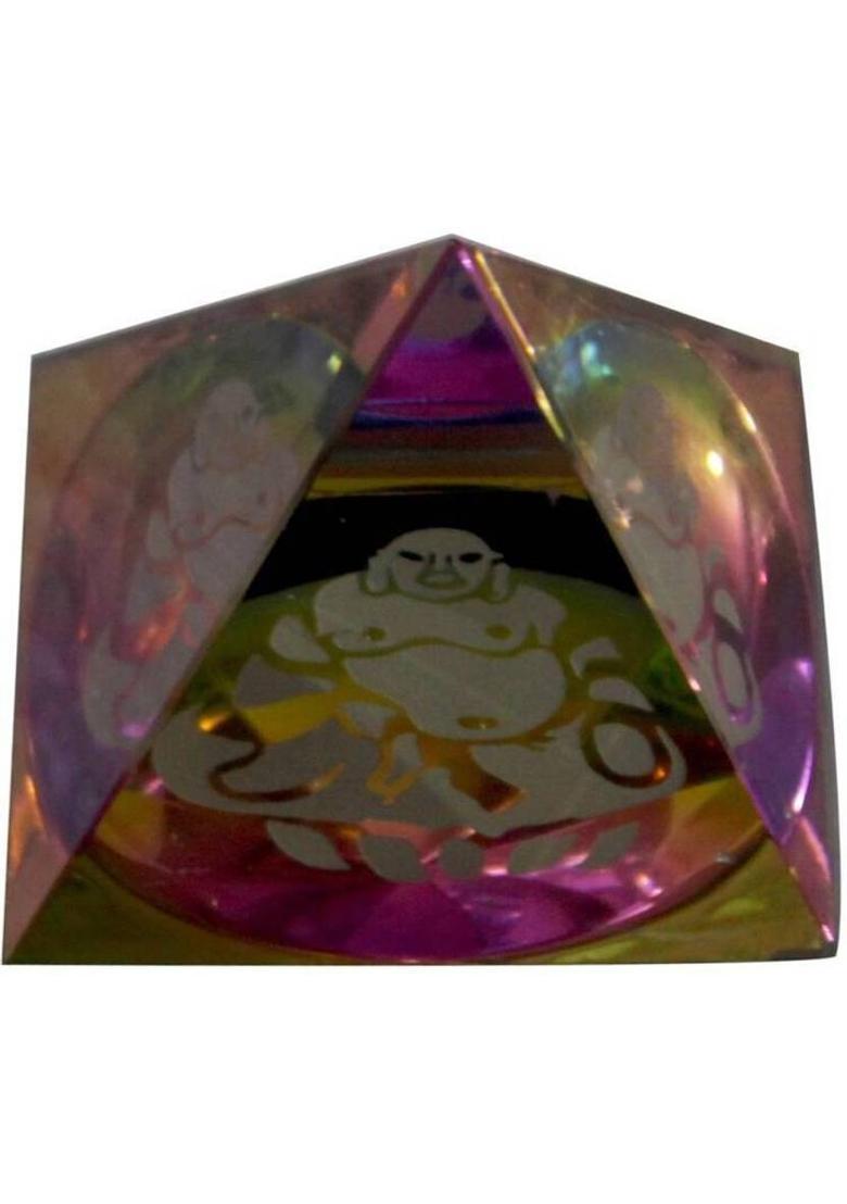 Gracias Feng shui / vastu crystal pyramid buddha for wealth and prosperity. Showpiece - 5 cm (Crystal, Multicolor) Decorative Showpiece - 5 cm&nbsp;&nbsp;(Glass, Multicolor) Decorative Showpiece - 5 cm&nbsp;&nbsp;(Crystal, Multicolor) - Indya