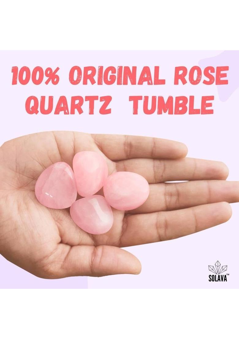 SOLAVA Original Rose Quartz Stone Tumble - 4 Piece Natural Pink Crystal Tumble Decorative Showpiece - 2 cm&nbsp;&nbsp;(Crystal, Pink) - Indya