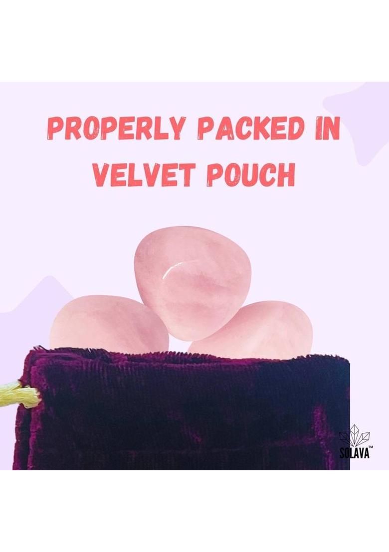 SOLAVA Original Rose Quartz Stone Tumble - 4 Piece Natural Pink Crystal Tumble Decorative Showpiece - 2 cm&nbsp;&nbsp;(Crystal, Pink) - Indya