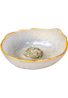 MIRAN AGATE Selenite Charging Resin Bowl with Pyrite Raw (30–50 g) Decorative Showpiece - 10 cm&nbsp;&nbsp;(Stone, Silver)