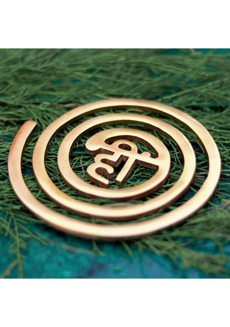 TREEMAISON Vastu Brass (Hii) Helix for Vastu Dosh / Vastu Remedy ( 6-Inch , Pack-01) Decorative Showpiece - 1 cm&nbsp;&nbsp;(Brass, Gold) - Indya