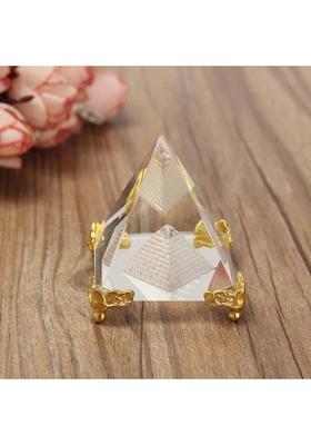 SWISS WONDER Vastu feng Shui Crystal Pyramid for Energy Decorative Showpiece - 4 cm&nbsp;&nbsp;(Crystal, Gold, Clear)