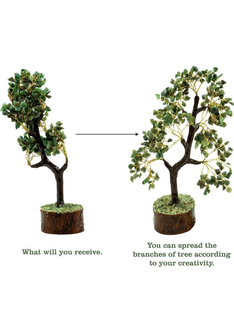 TREEMAISON Vastu Crystal Green Aventurine Tree (300 BEADS) Crystal Showpiece/ Vastu Remedy Decorative Showpiece - 26 cm&nbsp;&nbsp;(Crystal, Green) - Indya