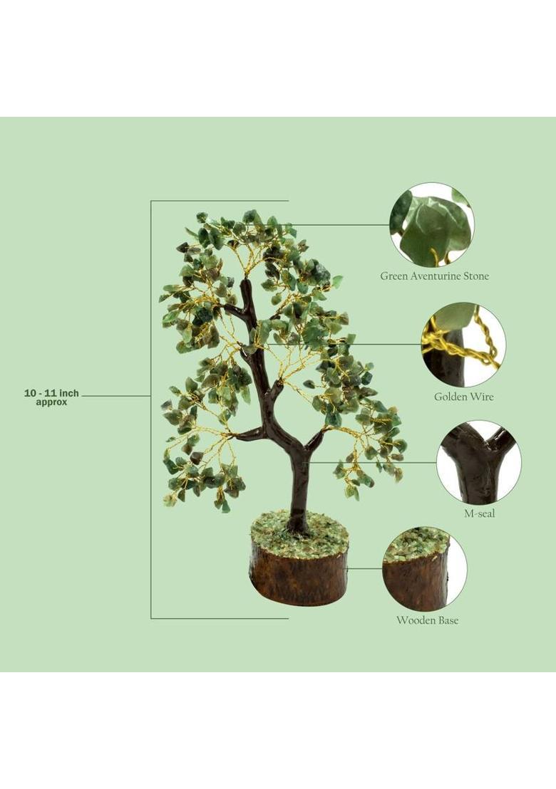 TREEMAISON Vastu Crystal Green Aventurine Tree (300 BEADS) Crystal Showpiece/ Vastu Remedy Decorative Showpiece - 26 cm&nbsp;&nbsp;(Crystal, Green) - Indya