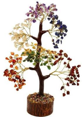 DVISHA Seven Chakra Tree of Life for Good Luck, Wealth - Feng Shui - Bonsai Money Tree Decorative Showpiece - 23 cm&nbsp;&nbsp;(Stone, Multicolor)