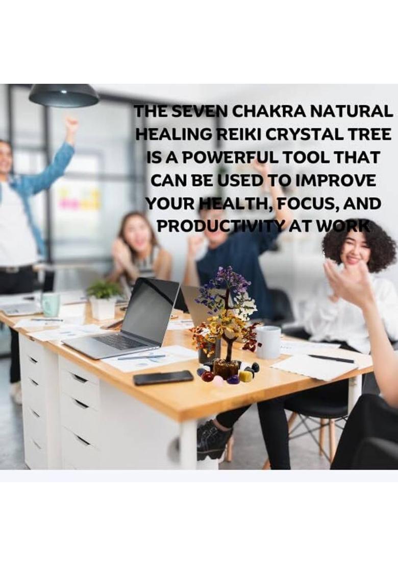 DVISHA Seven Chakra Tree of Life for Good Luck, Wealth - Feng Shui - Bonsai Money Tree Decorative Showpiece - 23 cm&nbsp;&nbsp;(Stone, Multicolor) - Indya