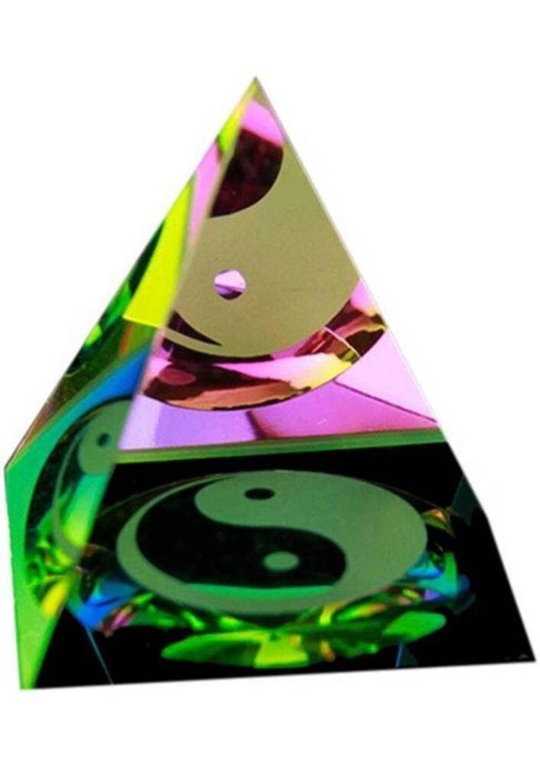 Gracias Feng Shui / Ying Yang Crystal Pyramid For Good Luck & Prosperity Decorative Showpiece - 5 cm&nbsp;&nbsp;(Crystal, Multicolor) Decorative Showpiece - 5 cm&nbsp;&nbsp;(Crystal, Multicolor) - Indya