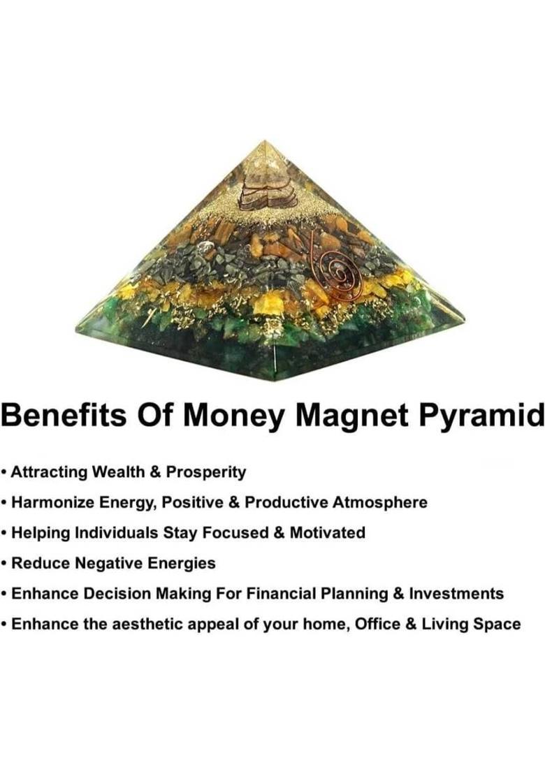 Dhvani Money magnet Crystal pyramid for wealth Decorative Showpiece - 7 cm&nbsp;&nbsp;(Stone, Multicolor) - Indya