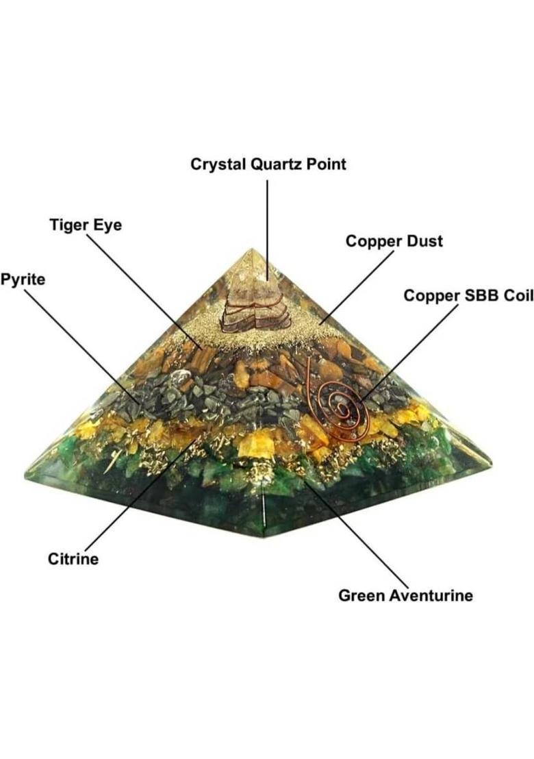 Dhvani Money magnet Crystal pyramid for wealth Decorative Showpiece - 7 cm&nbsp;&nbsp;(Stone, Multicolor) - Indya