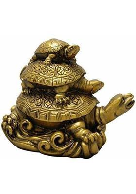 jangra Feng Shui Yantra Vastu Gift Idols & Figurines Three Tiered Tortoises Decorative Showpiece - 5 cm&nbsp;&nbsp;(Polyresin, Gold)