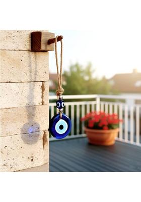Global Reach Blue Glass Turkish Evil Eye Hanging – Decorative Nazar Amulet for Home & Office Decorative Showpiece - 10 cm&nbsp;&nbsp;(Glass, Blue)