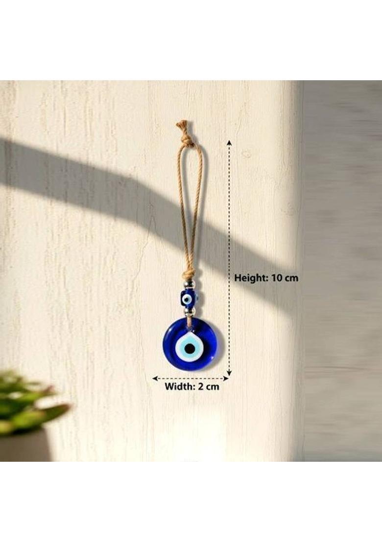 Global Reach Blue Glass Turkish Evil Eye Hanging – Decorative Nazar Amulet for Home & Office Decorative Showpiece - 10 cm&nbsp;&nbsp;(Glass, Blue) - Indya