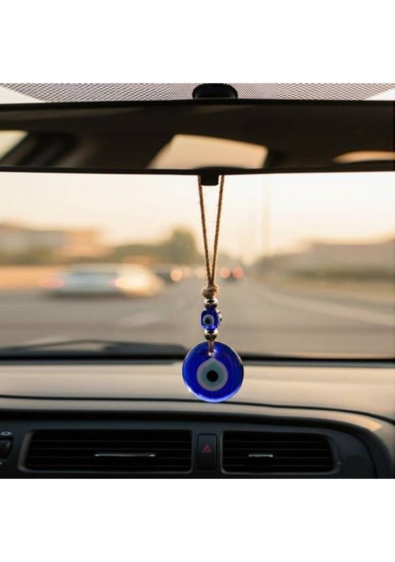 Global Reach Blue Glass Turkish Evil Eye Hanging – Decorative Nazar Amulet for Home & Office Decorative Showpiece - 10 cm&nbsp;&nbsp;(Glass, Blue) - Indya
