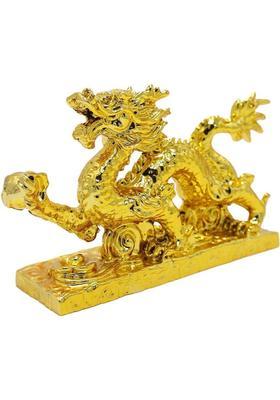 BhagyeG Chinese Feng Shui Dragon Statue For Luck Success Office Home Decoration Golden Decorative Showpiece - 10 cm&nbsp;&nbsp;(Resin, Gold)