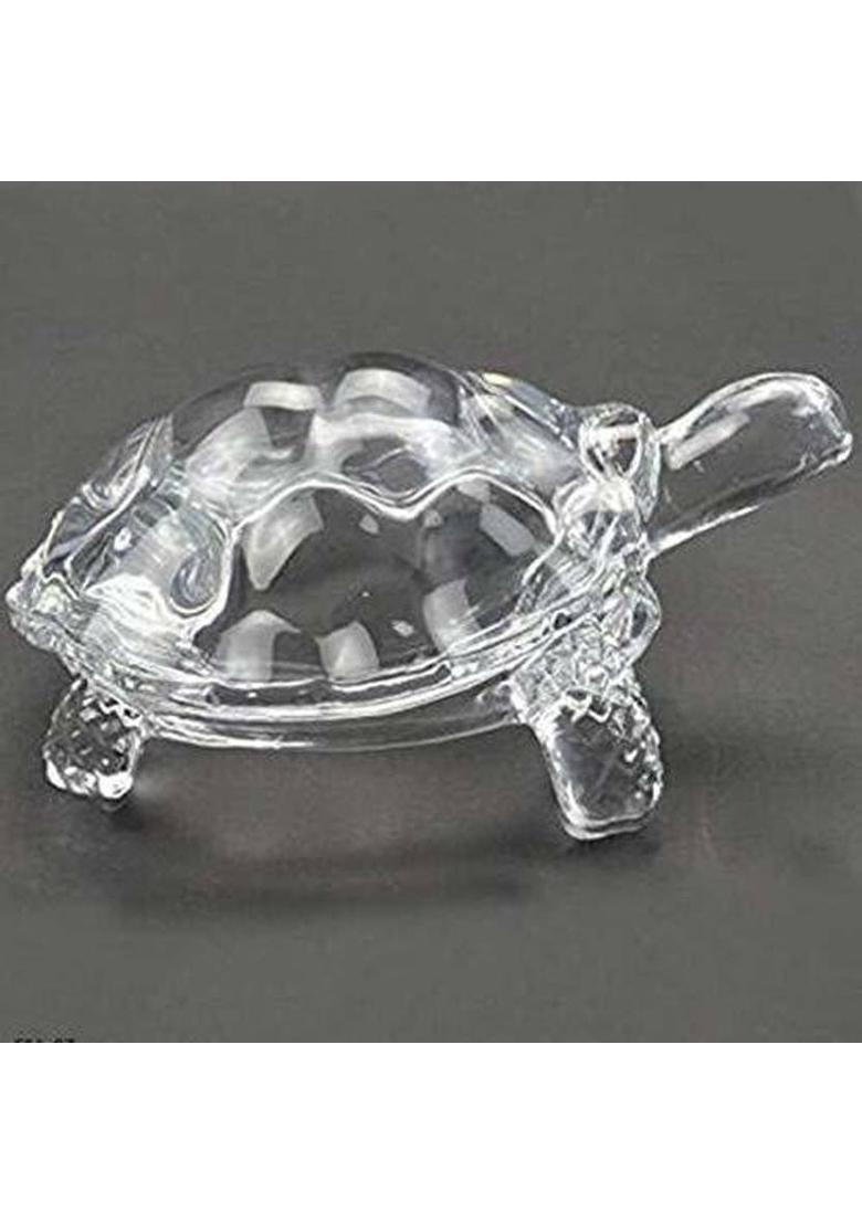 VRIDAANN Crystal Glass Turtle Plated Feng Shui Tortoise Plate Vastu Yantra Feng Sui Lucky Gift Puja Articles Decorative Showpiece - 8 cm&nbsp;&nbsp;(Crystal, Multicolor) - Indya
