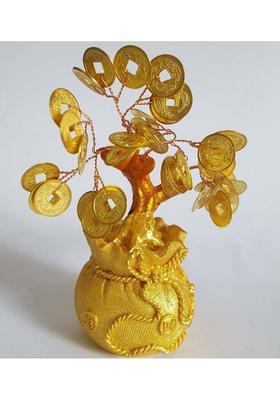 Revive Gold Coin Vastu Tree for Good Luck, Prosperity, Wealth and Growth | Natural Coin Tree for Positivity | Prepared from fine Quality of Polyresin and Coins as Vastu Remedy for Home/Office | Antique Decorative Showpiece Decorative Showpiece - 16 cm&nbsp;&nbsp;(P
