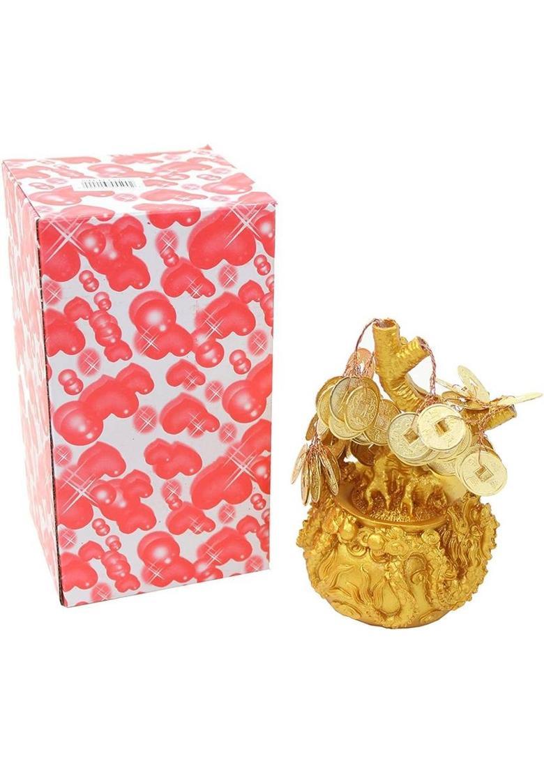 Revive Gold Coin Vastu Tree for Good Luck, Prosperity, Wealth and Growth | Natural Coin Tree for Positivity | Prepared from fine Quality of Polyresin and Coins as Vastu Remedy for Home/Office | Antique Decorative Showpiece Decorative Showpiece - 16 cm&nbsp;&nbsp;(P - Indya