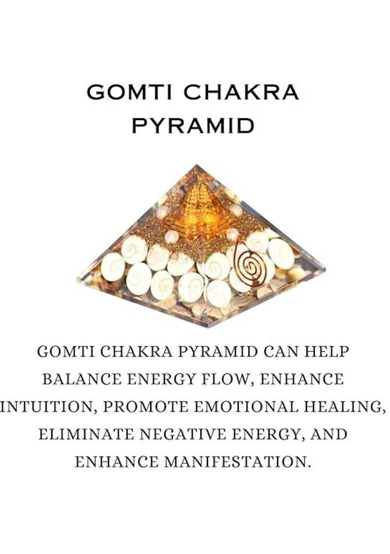 DIVINE CRYSTAL TREASURES Gomti Chakra Orgone Pyramid Decorative Showpiece - 5.2 cm&nbsp;&nbsp;(Crystal, White) - Indya