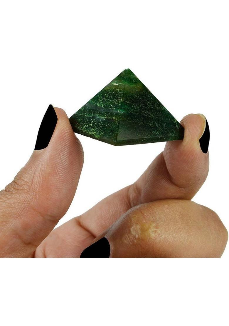 REIKI CRYSTAL PRODUCTS Green Aventurine Pyramid Natural Crystal Pyramid 20-25 mm Reiki Healing Stone Pyramid For Vastu Correction And Increase Energy Decorative Showpiece - 2.5 cm&nbsp;&nbsp;(Crystal, Green) - Indya