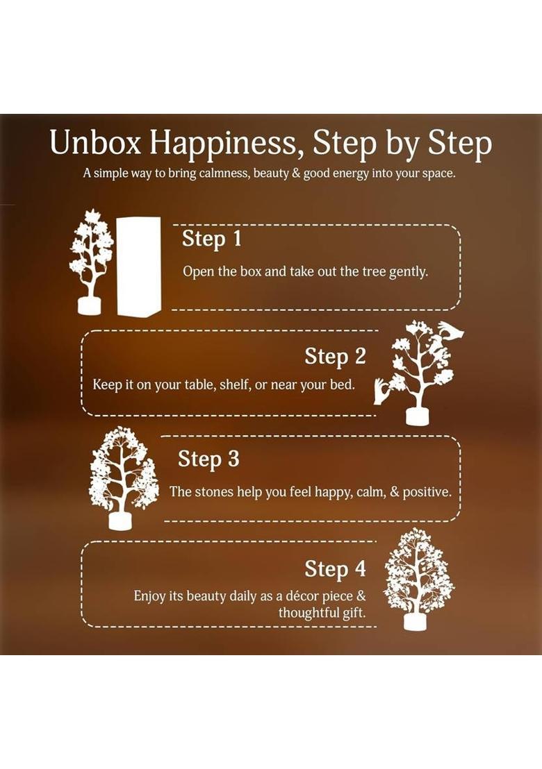 Sasha ES Natural Carnelian Gemstone Feng Shui Tree for Energy, Motivation & Prosperity. Decorative Showpiece - 28 cm&nbsp;&nbsp;(Crystal, Wood, Copper, Orange) - Indya