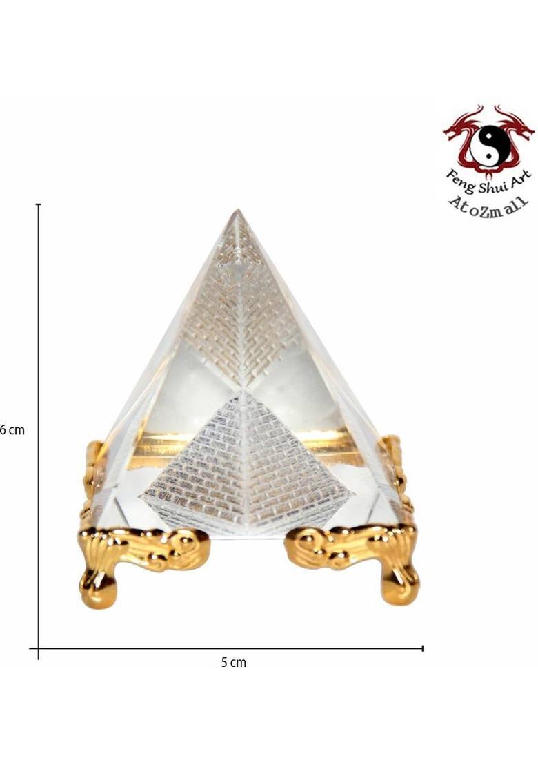 Feng Shui Art Vastu / Crystal Pyramid -For Positive Energy & Vastu Correction Decorative Showpiece - 6 cm&nbsp;&nbsp;(Glass, White) - Indya