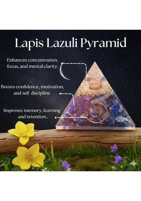manifeastation Natural Lapis Lazuli Crystal Pyramid for Desk, Living Room Decor Decorative Showpiece - 6 cm&nbsp;&nbsp;(Stone, Dark Blue)
