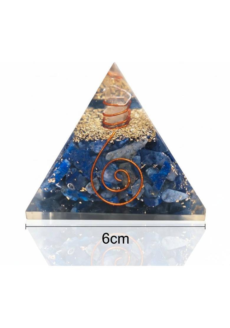 manifeastation Natural Lapis Lazuli Crystal Pyramid for Desk, Living Room Decor Decorative Showpiece - 6 cm&nbsp;&nbsp;(Stone, Dark Blue) - Indya