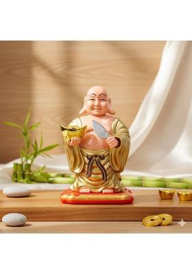 Elegant Lifestyle Cute Solar Laughing Buddha Feng-Shui, Positive Energy, Money Luck & Prosperity Decorative Showpiece - 14 cm&nbsp;&nbsp;(Plastic, Gold)