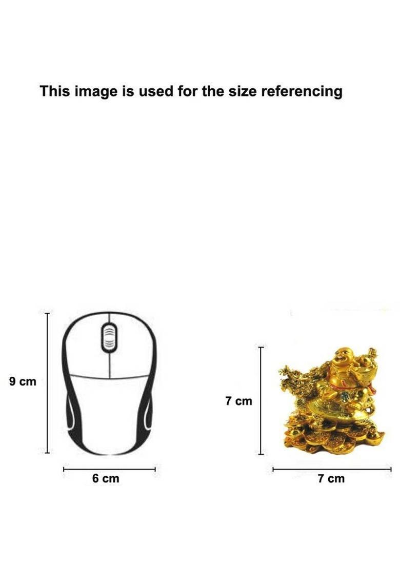 shakti 100% original Laughing Buddha Sitting on Dragon Tortoise Decorative Showpiece - 7 cm&nbsp;&nbsp;(Polyresin, Gold) - Indya