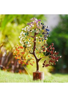 Yasamazing Seven Chakra Natural Healing Gemstone Crystal Tree Feng Shui Home Office Decorative Showpiece - 30 cm&nbsp;&nbsp;(Marble, Multicolor)