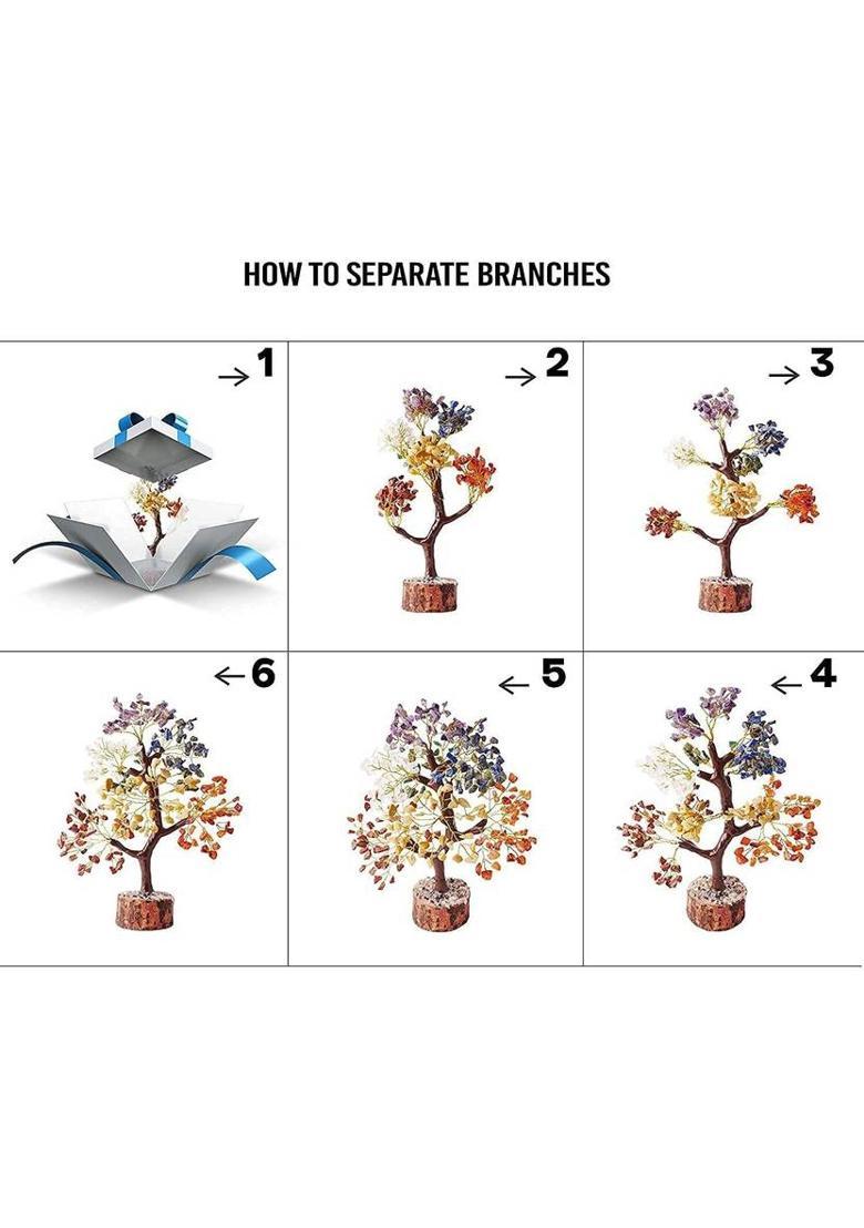 Yasamazing Seven Chakra Natural Healing Gemstone Crystal Tree Feng Shui Home Office Decorative Showpiece - 30 cm&nbsp;&nbsp;(Marble, Multicolor) - Indya