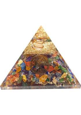 ALDOMIN Mix Crystal With Tree Of Life Healing Crystal Orgonite Pyramid Decorative Showpiece - 7.5 cm&nbsp;&nbsp;(Crystal, Multicolor)