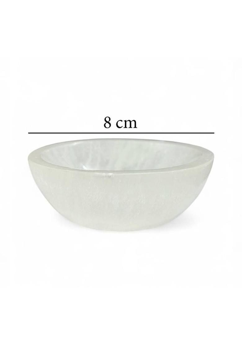 Treemaison Coronating Homes Vastu Selenite Crystal Bowl (8 CM) Natural Selenite Bowl For Charging Crystals Decorative Showpiece - 8 cm&nbsp;&nbsp;(Crystal, White) - Indya