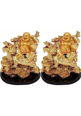 Ripe India Porcelain Feng Shui Laughing Buddha Health Wealth and Happiness Decorative Showpiece - 14 cm&nbsp;&nbsp;(Polyresin, Multicolor)