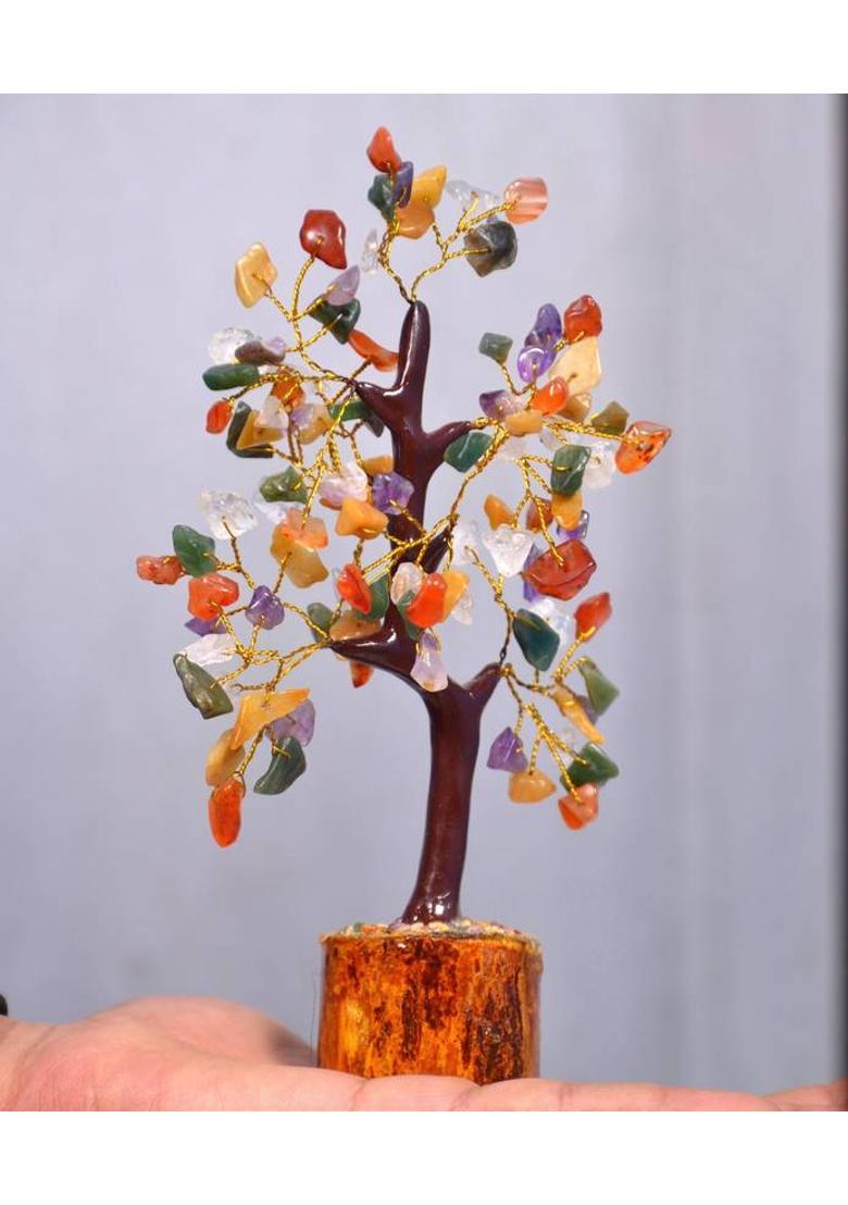 DVISHA Mix Chakra Healing Crystals Tree Aura Cleansing - Good Luck - Money Tree Decorative Showpiece - 10 cm&nbsp;&nbsp;(Crystal, Multicolor) - Indya