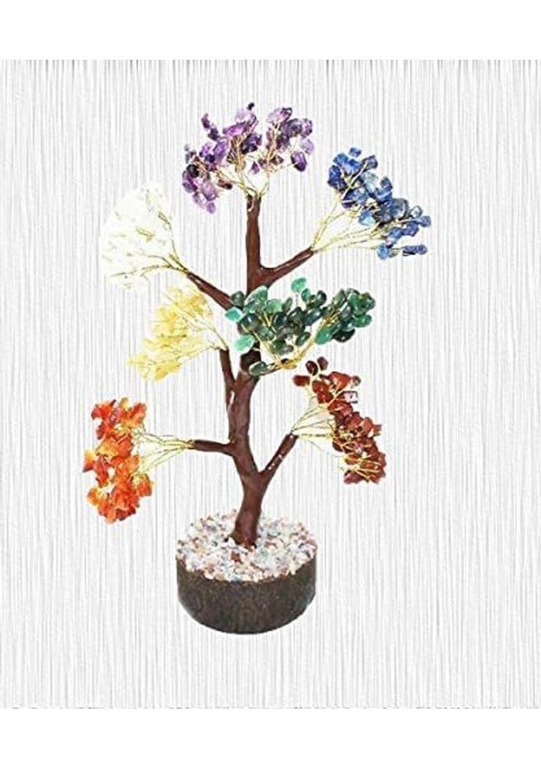 SWISS WONDER Gemstone Money Tree | Feng Shui Bonsai-LP Decorative Showpiece - 23 cm&nbsp;&nbsp;(Stone, Wood, Multicolor) - Indya