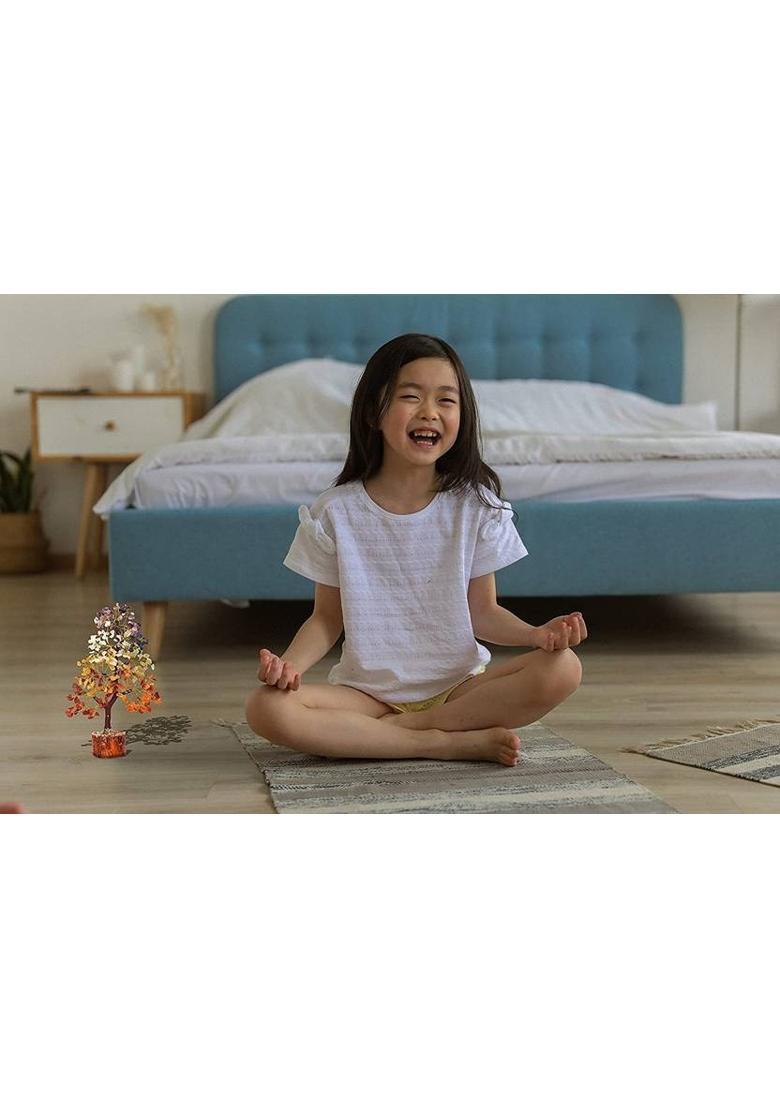 SWISS WONDER Gemstone Money Tree | Feng Shui Bonsai-LP Decorative Showpiece - 23 cm&nbsp;&nbsp;(Stone, Wood, Multicolor) - Indya