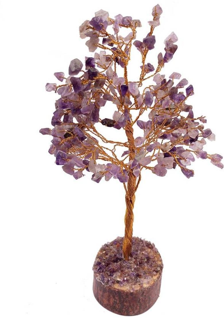 estore vastu/feng Shui Amethyst Gem Stone Tree for Life vastu Decoration (300 Beads) Decorative Showpiece - 21 cm&nbsp;&nbsp;(Stone, Purple) - Indya
