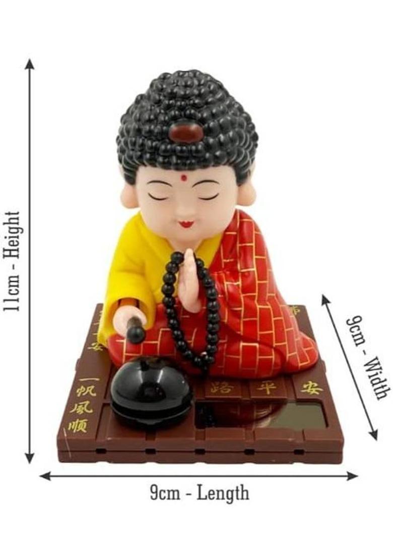 YUGDEEP SOLAR BUDHA Decorative Showpiece - 11 cm&nbsp;&nbsp;(Plastic, Red) - Indya