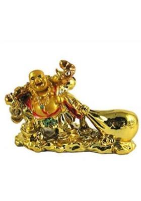 S A Gifts Golden Buddha|Kuber God Of Wealth Statue Decorative Showpiece - 12 cm&nbsp;&nbsp;(Polyresin, Gold)