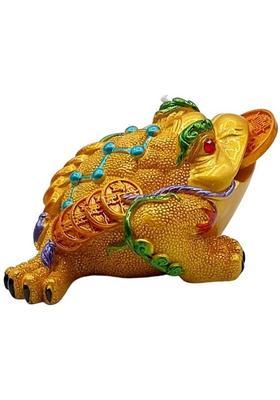 Tej Gifts Vastu Feng Shui Three Legged Frog with Coin for Health Wealth Prosperity Decorative Showpiece - 6.3 cm&nbsp;&nbsp;(Brass, Yellow)