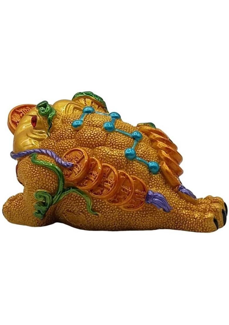 Tej Gifts Vastu Feng Shui Three Legged Frog with Coin for Health Wealth Prosperity Decorative Showpiece - 6.3 cm&nbsp;&nbsp;(Brass, Yellow) - Indya