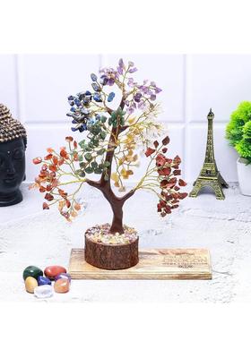 SWISS WONDER Gemstone Crystal Tree Feng Shui Home office Decoration-GB Decorative Showpiece - 22 cm&nbsp;&nbsp;(Stone, Wood, Multicolor)