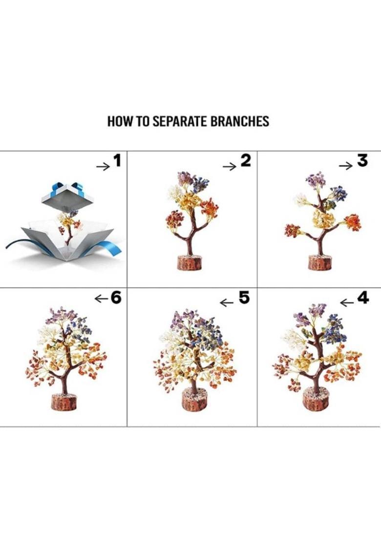 SWISS WONDER Gemstone Crystal Tree Feng Shui Home office Decoration-GB Decorative Showpiece - 22 cm&nbsp;&nbsp;(Stone, Wood, Multicolor) - Indya