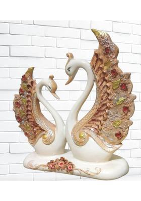 WINSOME COLLECTION Love Birds Swan Saras Pair Statue Animal Fengshui Lucky Decorative Showpiece - 19 cm&nbsp;&nbsp;(Resin, Gold)