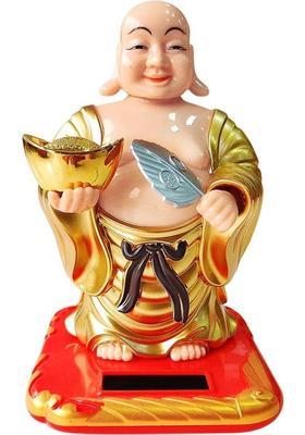 Shubhanjali PNOTED Solar Laughing Buddha Moving Head and Fan for Health Wealth Prosperity Decorative Showpiece - 13 cm&nbsp;&nbsp;(Plastic, Multicolor)